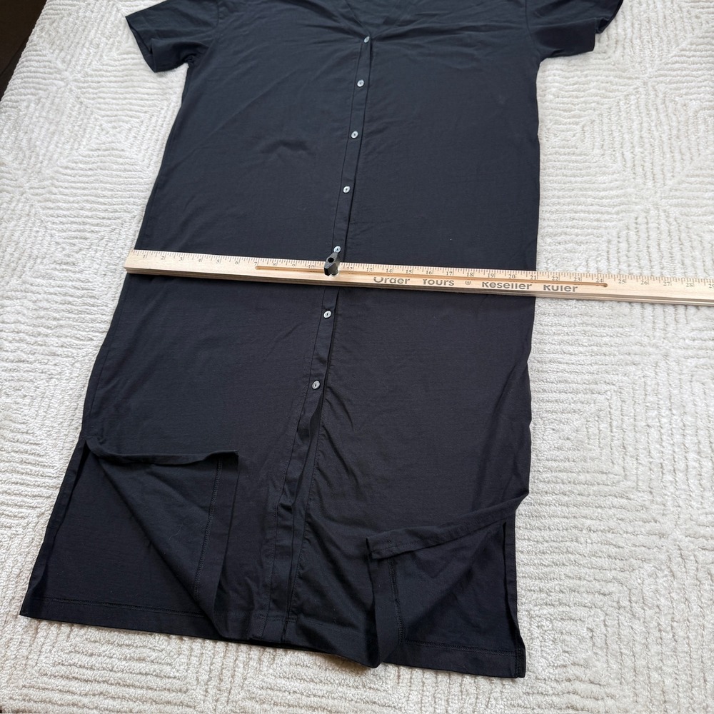H&M Button Dress Women's Small Black Midi Minimalist Basics Neutral Normcore - Picture 8 of 11